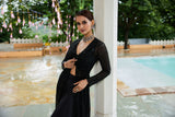 Black Radiance Divider Set with Long Embroidered Jacket