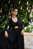 Black Radiance Divider Set with Long Embroidered Jacket