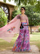 Purple Multicolour Pearl & Print Divider Cape Set