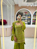Embroidered Sharara Suit Lime Green