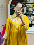 Mustard Yellow Embroidered Sharara Set