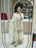 Elegant Embroidered Sharara Suit Ivory White