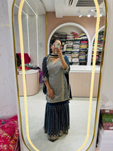 Royal Blue Embroidered Sharara Suit