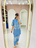 Sky Blue Floral Embroidered Kurta Set