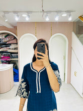 Navy Floral Embroidered Kurta Set