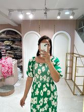 Green Floral Smocked Maxi Dress