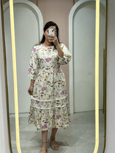 Off-White Floral Tiered Maxi Dress