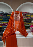Elegant Orange Embroidered Suit