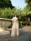 White Floral heavy handwork Indowestern Set