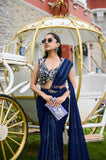 Navy Blue Designer Pre-Draped Saree