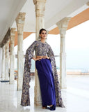 Royal Blue Embroidered Western Top & Skirt Set