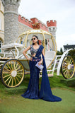 Navy Blue Designer Pre-Draped Saree