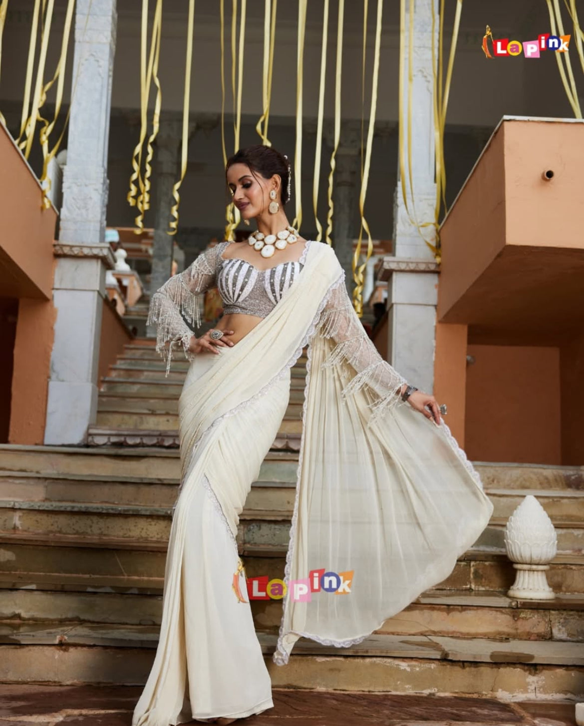 White beautiful saree