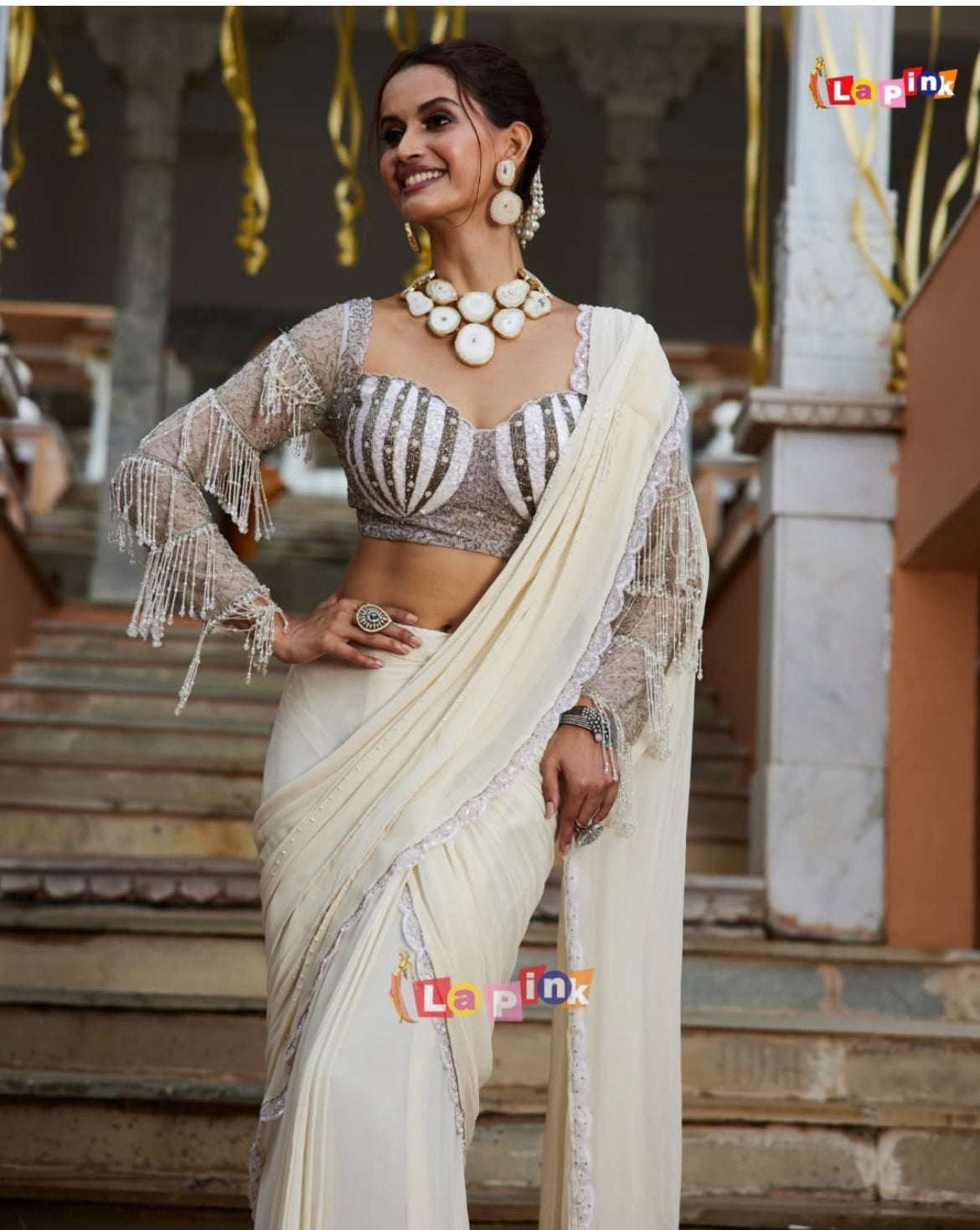 White beautiful saree