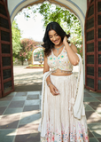 White Crop Top Lehenga Set