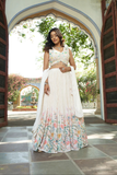 White Crop Top Lehenga Set