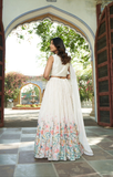 White Crop Top Lehenga Set