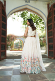 White Crop Top Lehenga Set