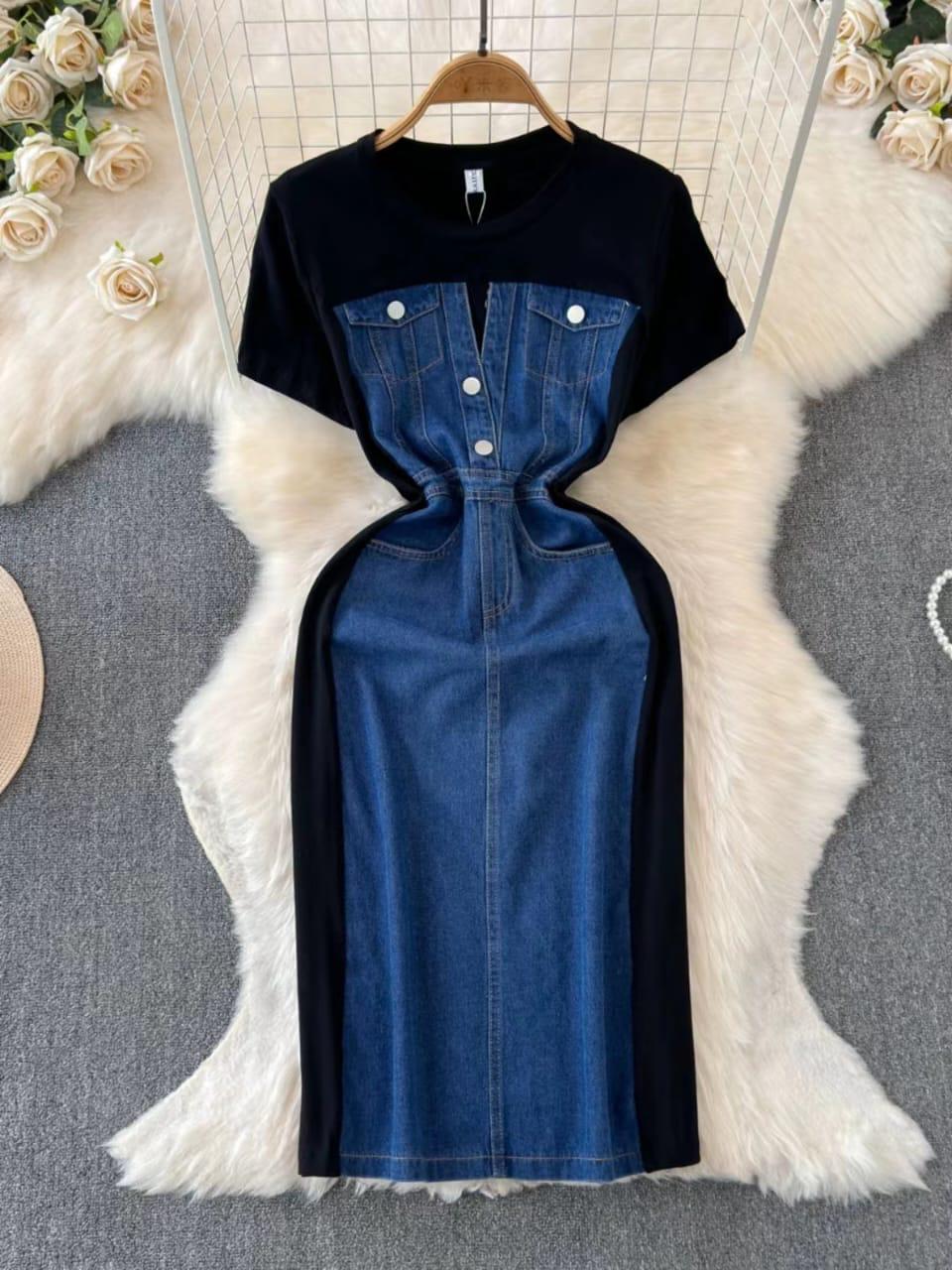 Denim Dress Black+Blue