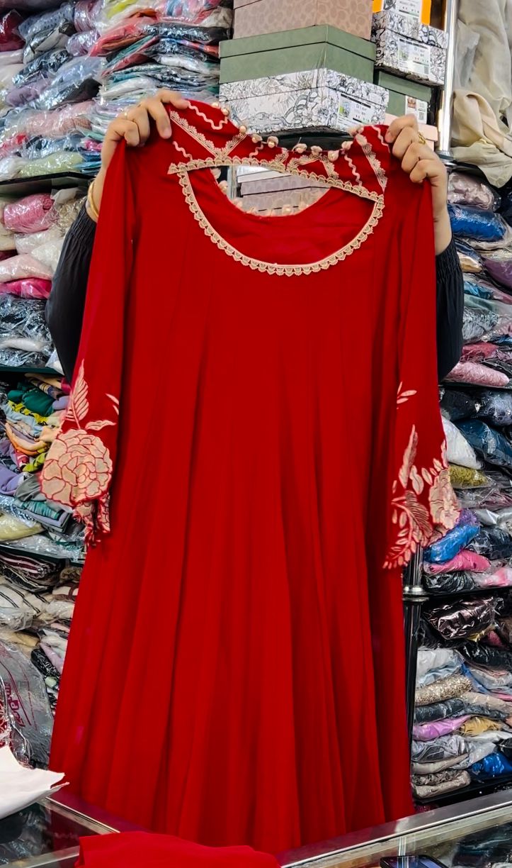 Ethenic Red anarkali kurta set