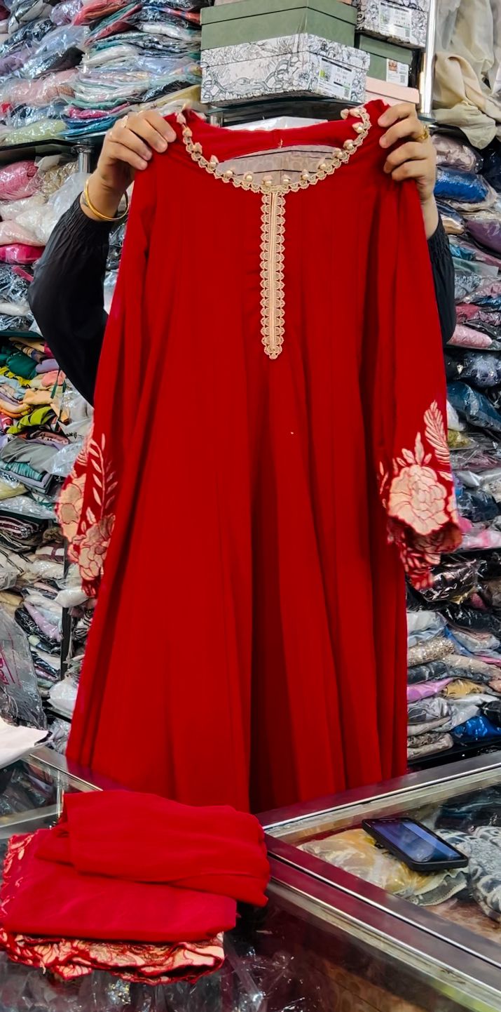 Ethenic Red anarkali kurta set