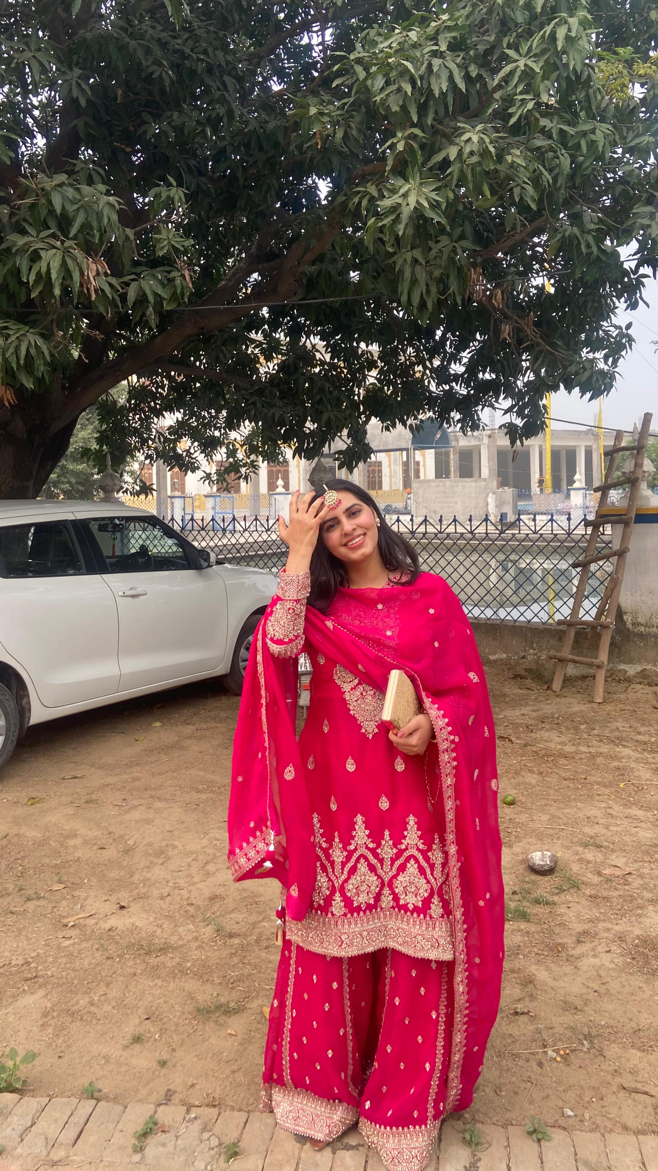 Beautiful pink punjabi suit with heavy dupatta