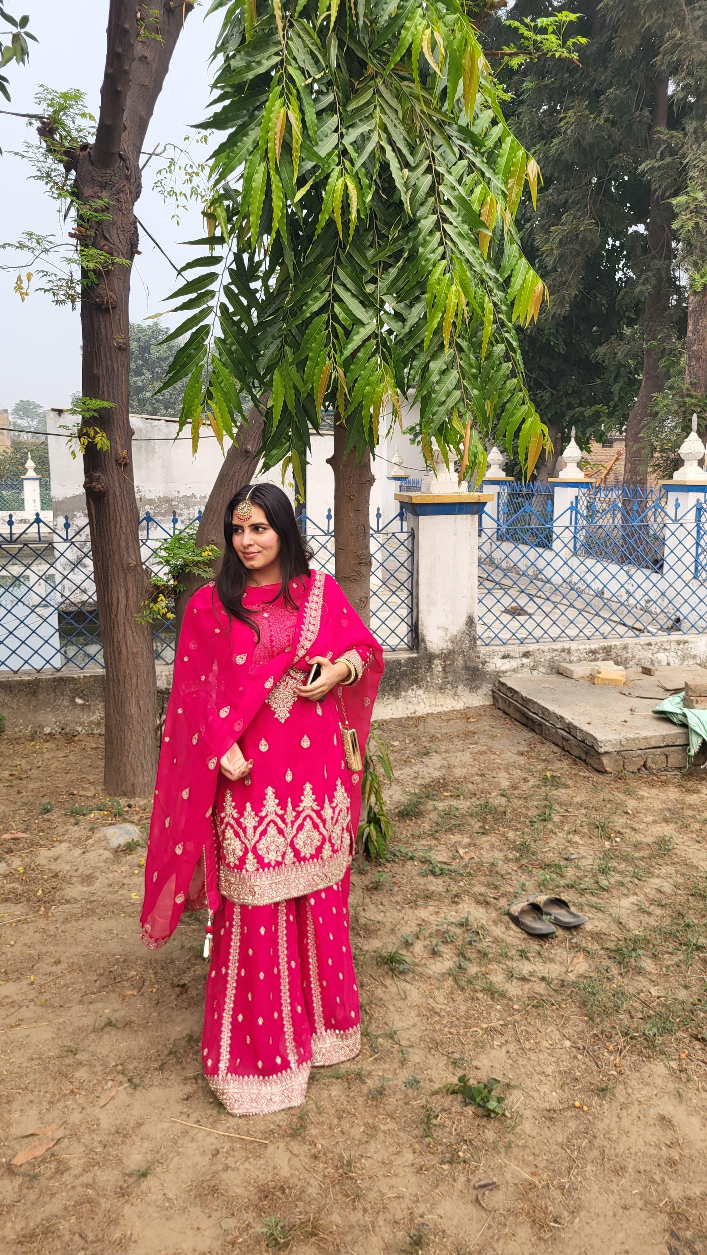 Beautiful pink punjabi suit with heavy dupatta