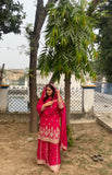 Beautiful pink punjabi suit with heavy dupatta