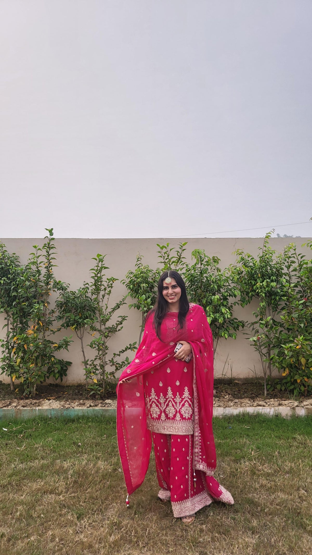 Beautiful pink punjabi suit with heavy dupatta