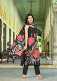 Black Floral Sleeveless Modern Muslin Set