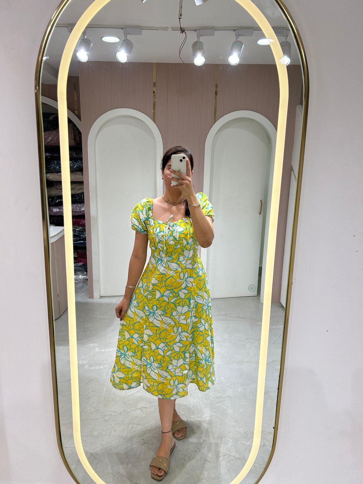 Green Floral Breeze Midi Dress