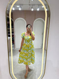 Green Floral Breeze Midi Dress