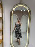 Monochrome Elegance Midi Dress