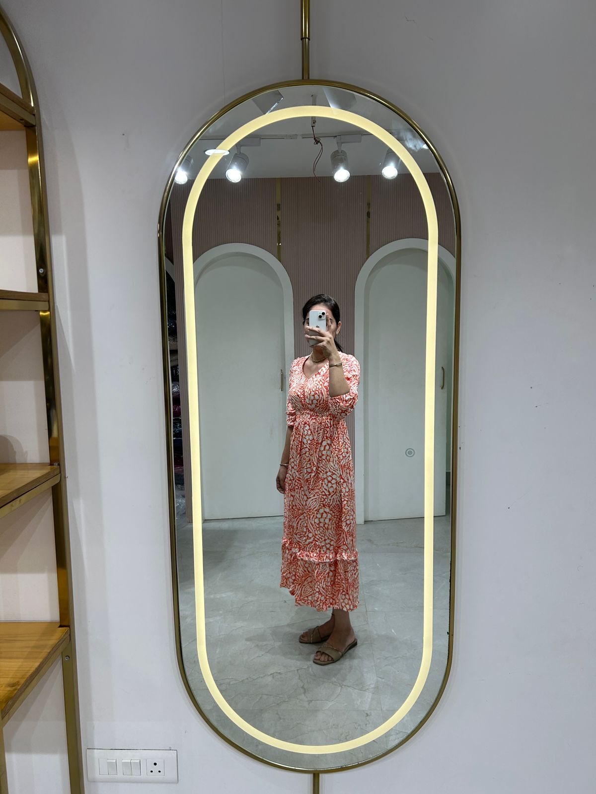 Coral Wave Midi Dress