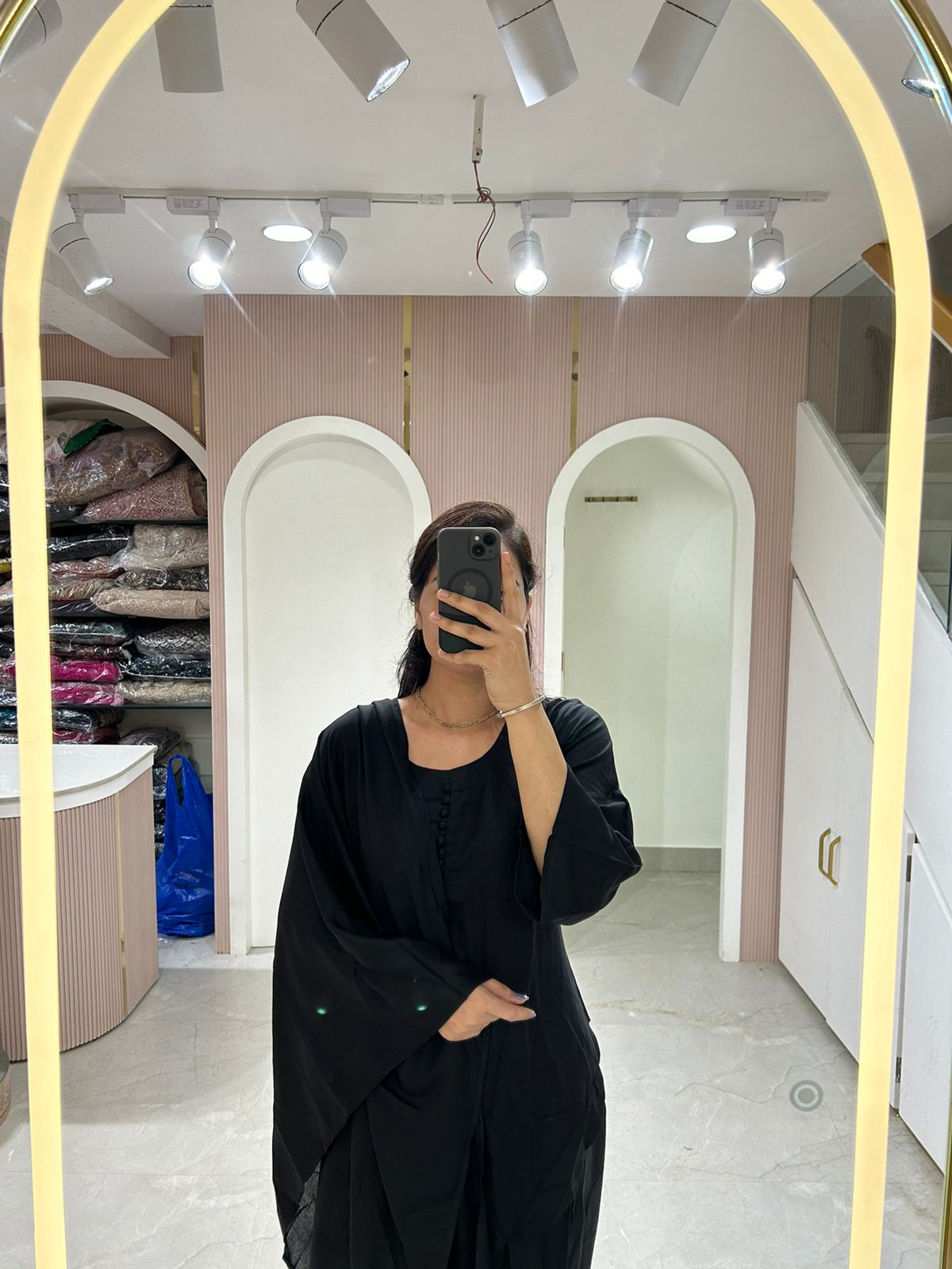Black Flowy Kurta Set