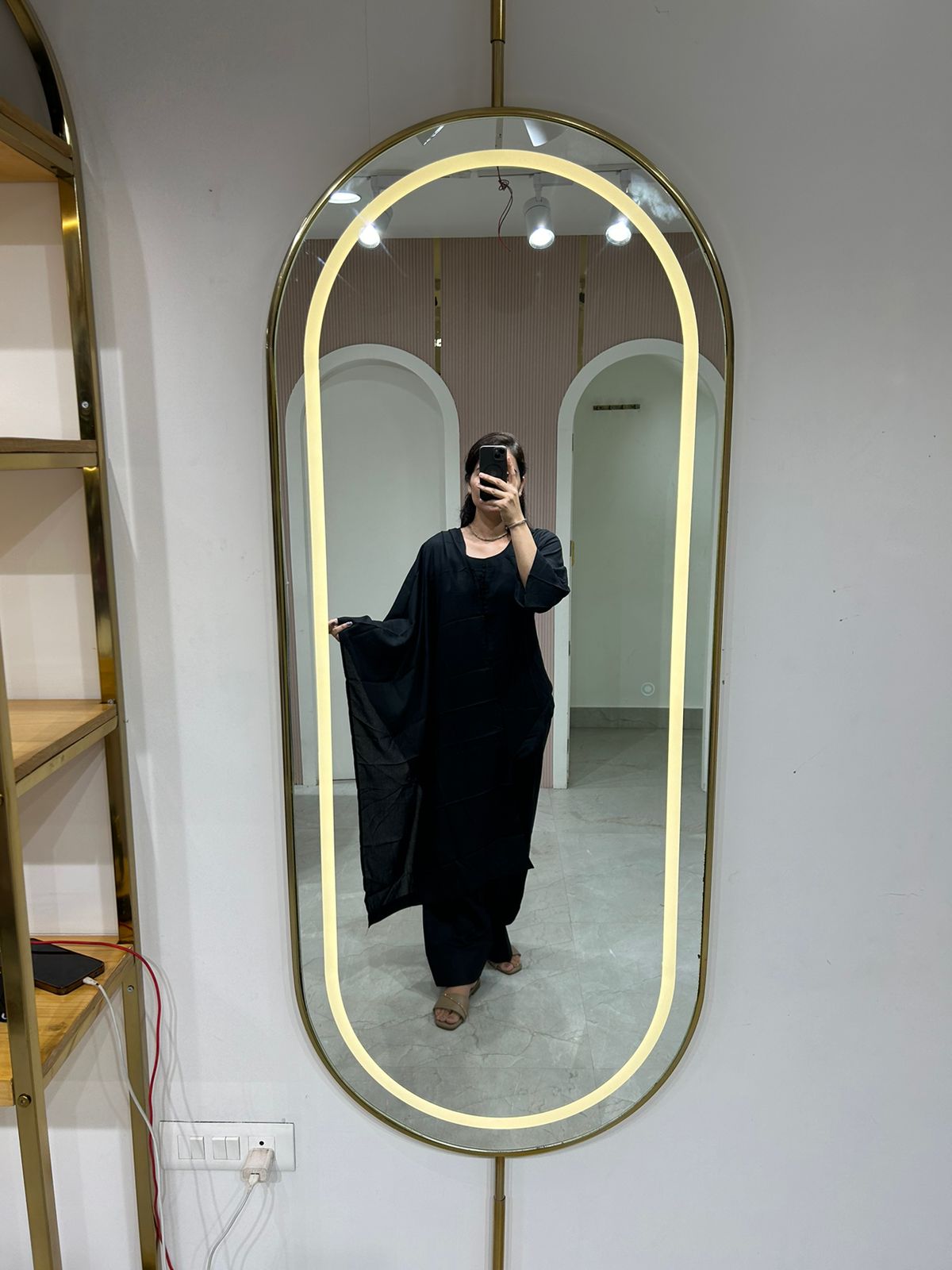 Black Flowy Kurta Set