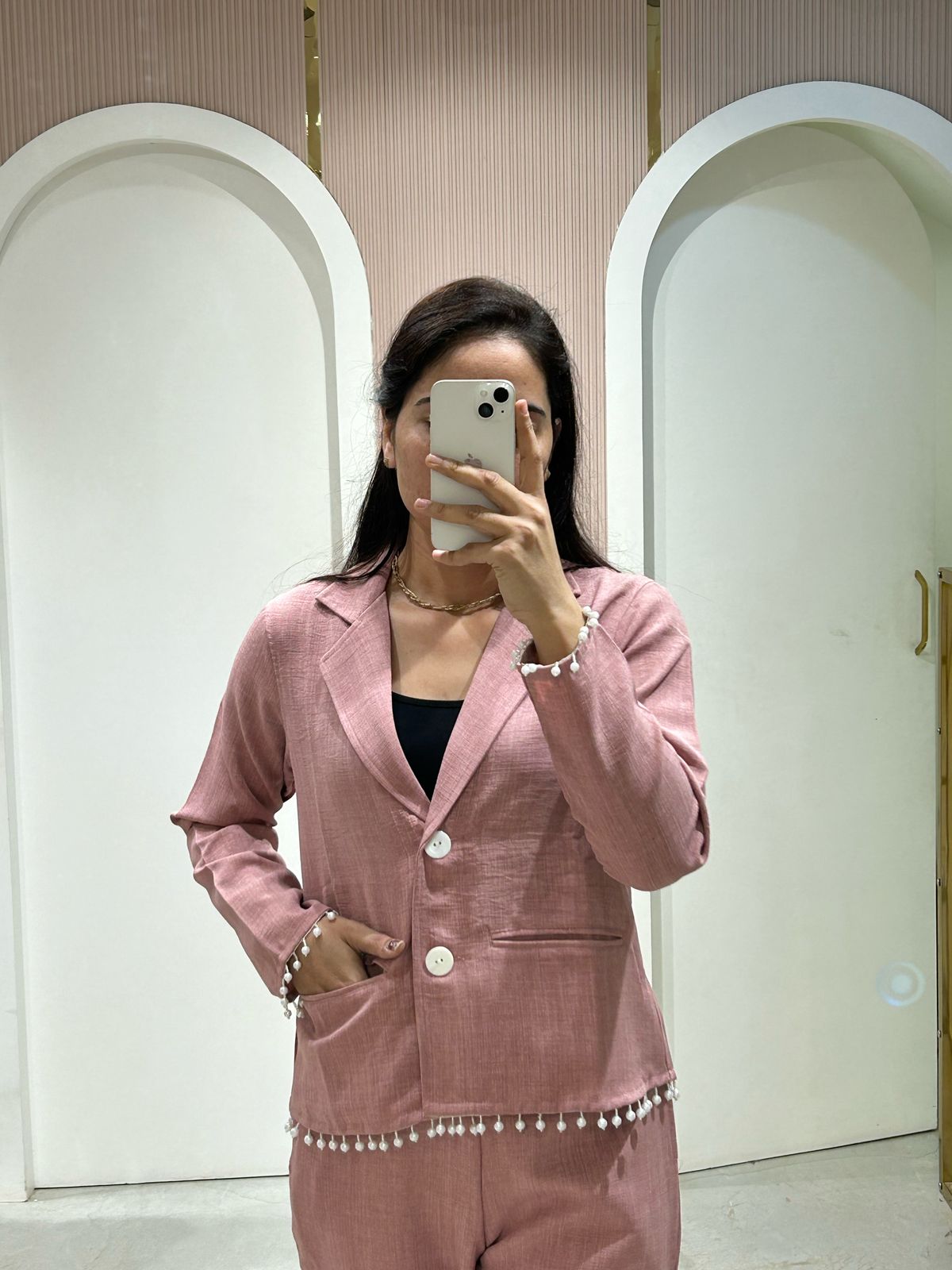 Blush Pink Two-Piece Suit Set