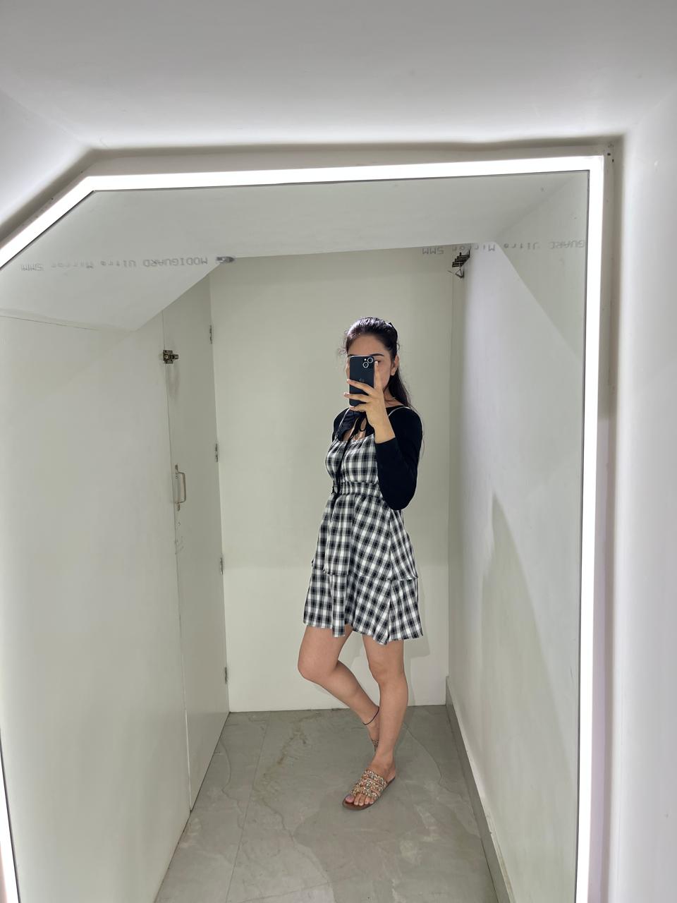 Checkered Charm Pinafore Dress