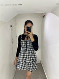 Checkered Charm Pinafore Dress
