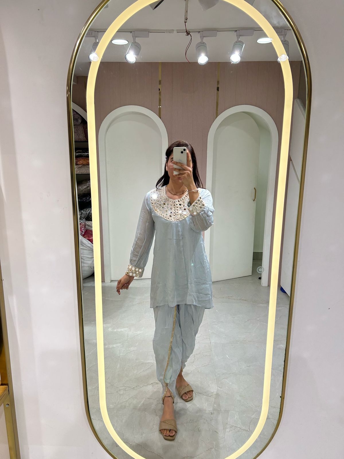 Mirrorwork Kurta Dhoti Set