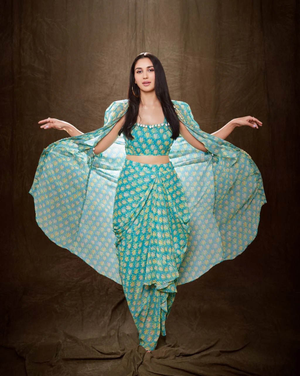 Firozi Cape And Skirt Set - Image 3