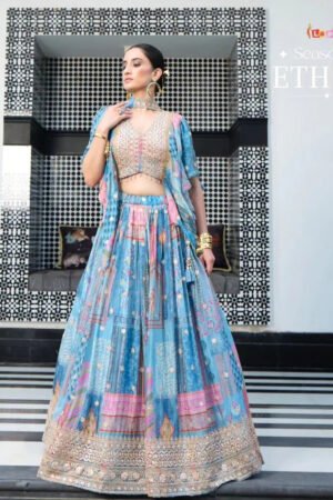 Printed lehenga Set With Baloon Sleeves