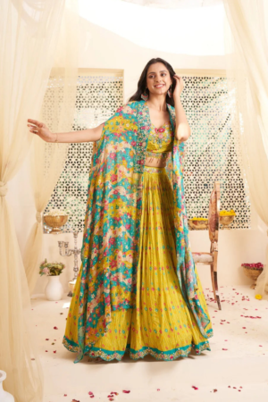 Yellow Lehenga Set with Jacket