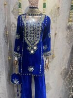 Royal Indigo Velvet Mirror-Work Co-ord Set
