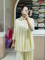 Elegant Off-White Pleated Sharara Set