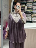 Elegant Designer Sharara Suit - Dusky Purple
