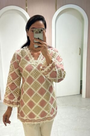 Crosia Work with cotton fabric co-Ord set