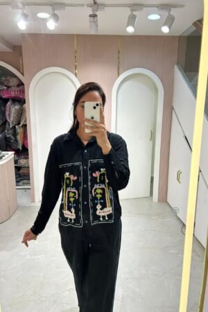 Black Embroidered Ethnic Co-Ord Set