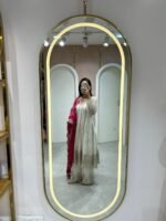 Ivory Embroidered Anarkali Suit with Maroon Dupatta