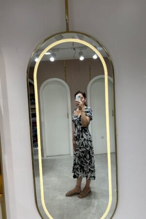 Monochrome Elegance Midi Dress